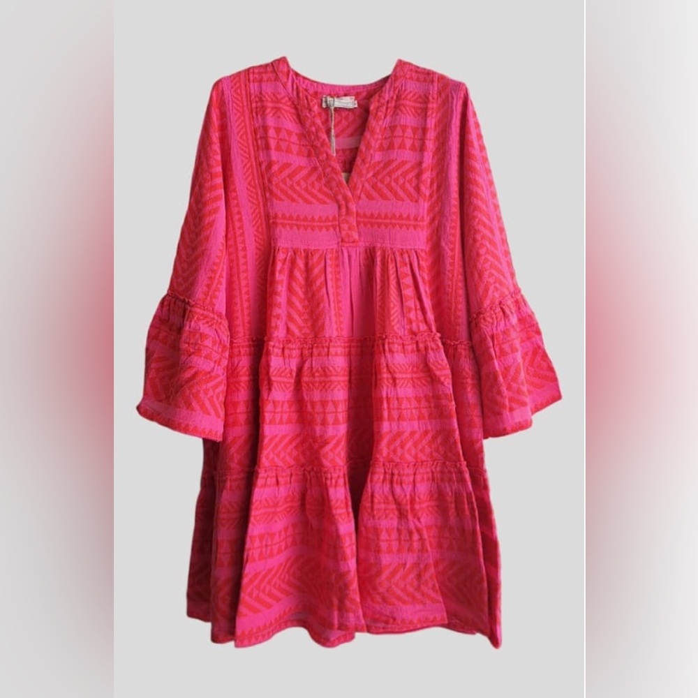 Devotion Twins Dress Womens S Red Fushia Short Boho Iconic Ella Island Mini